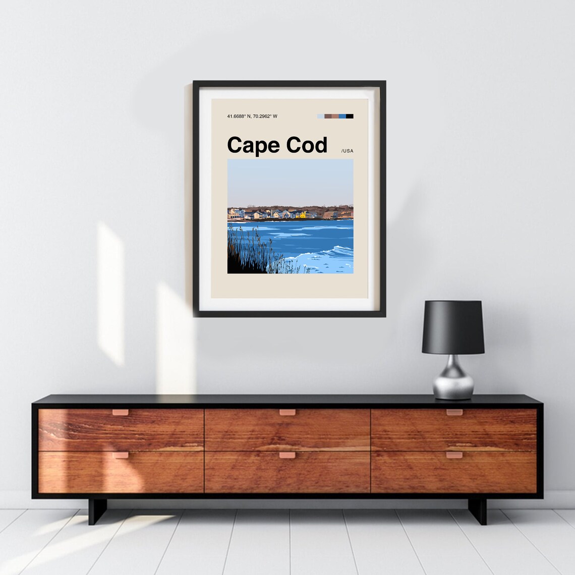 Cape Cod Minimalist Travel Poster, Mid-Century Modern - Image 2