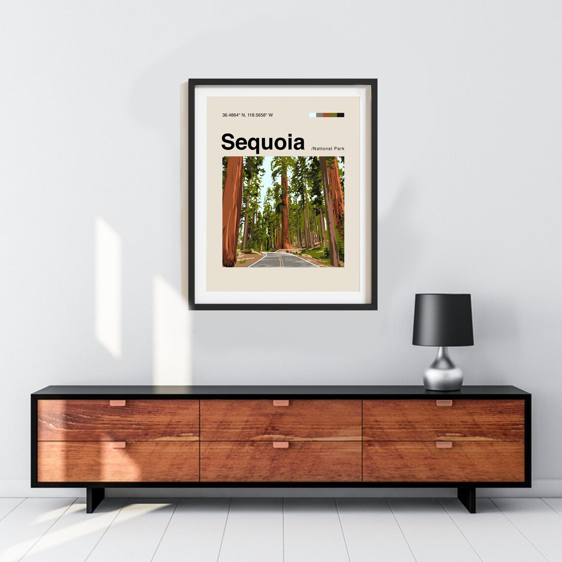 Sequoia National Park Giant Redwood Forest Road Travel Poster - Image 3