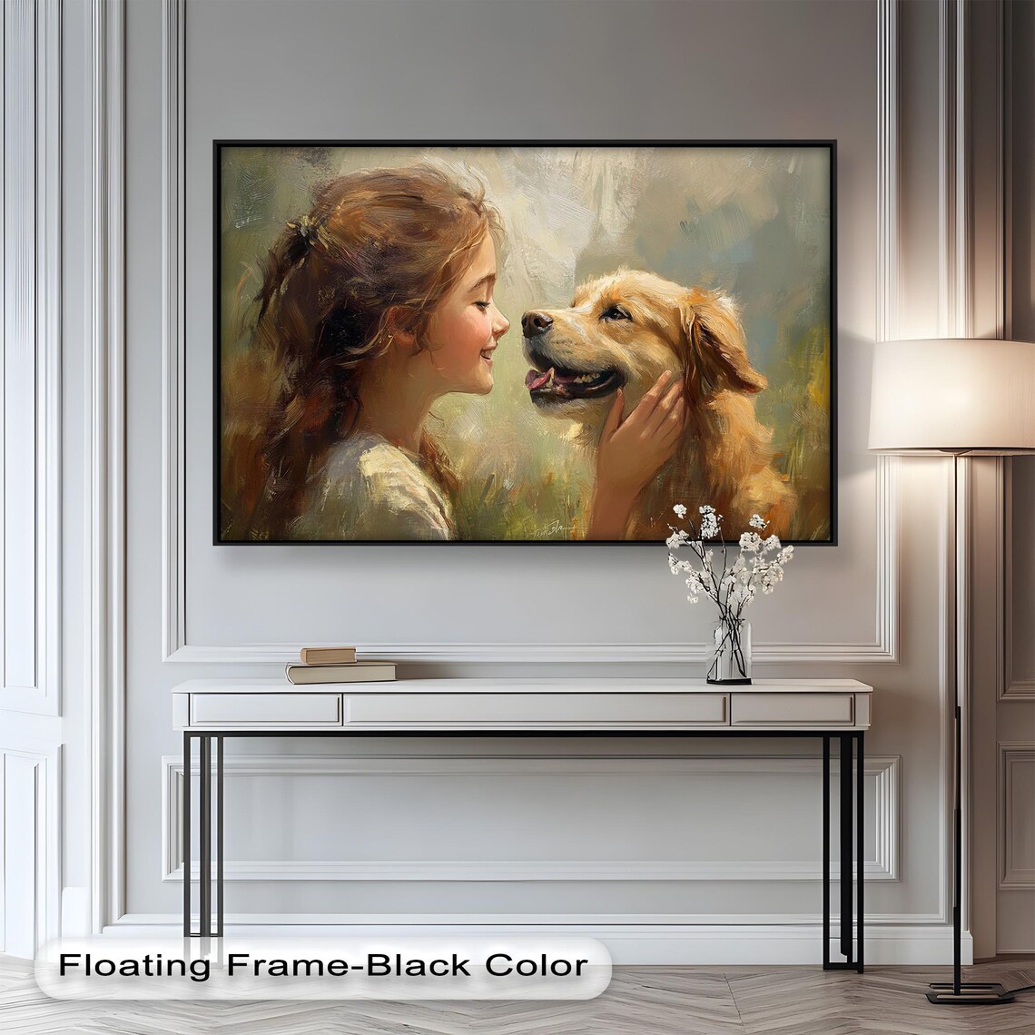 Girl And Dog, Heartwarming Pet Portrait Art Print - Image 5