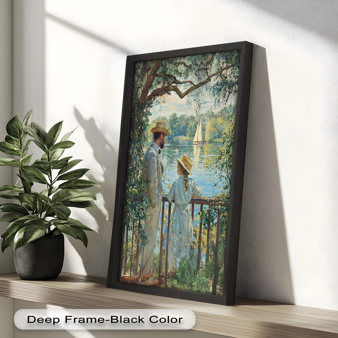 Couple By The Lake, Romantic Scenic Art Print - Image 4