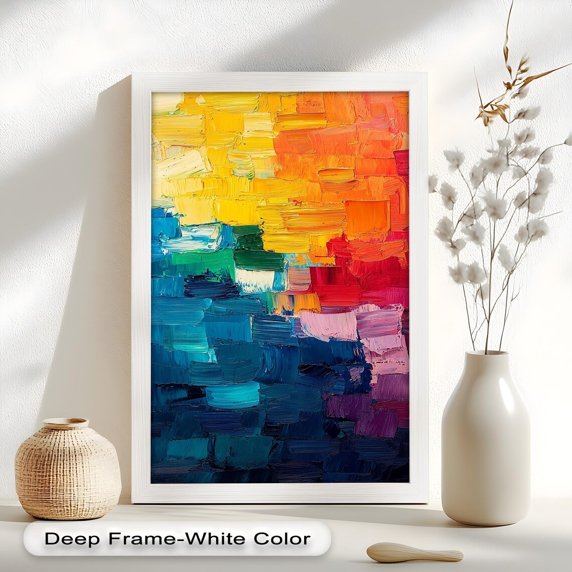Rainbow Color Block Bold Abstract Vertical Print