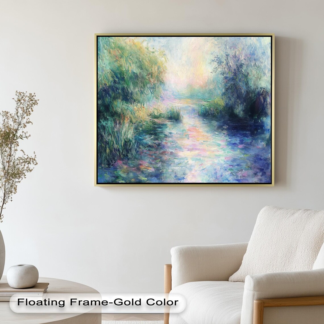 Impressionist River Scene, Serene Nature Decor - Image 3