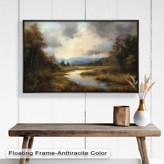 Golden Hour Landscape, Rustic Nature Art Print