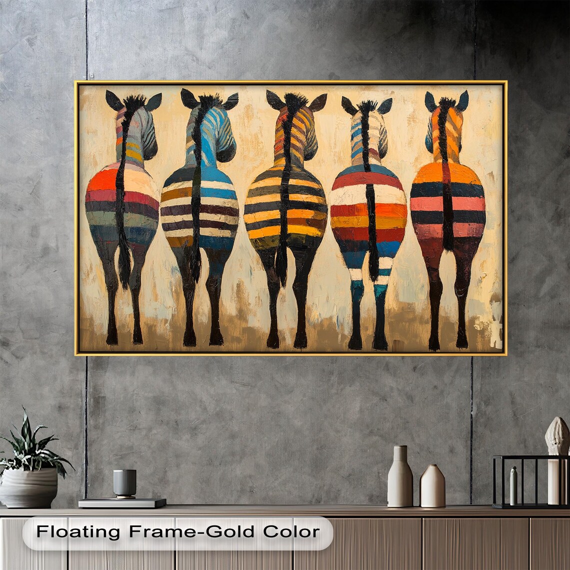Colorful Zebra Rustic Modern Accent Art Print - Image 4