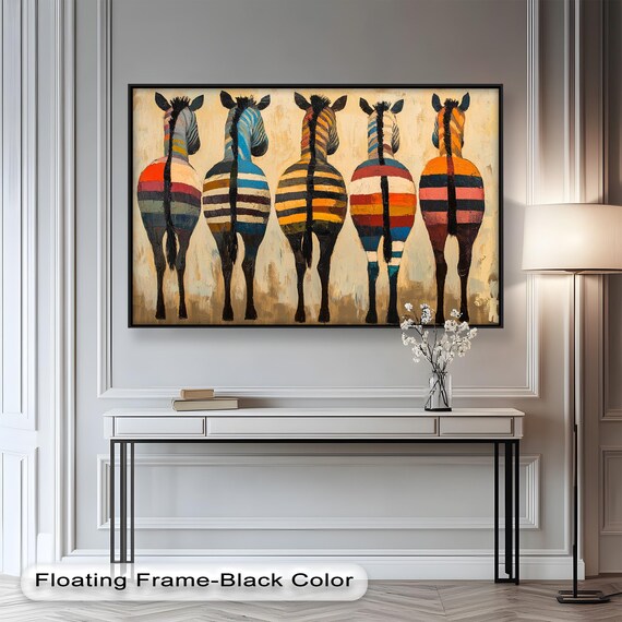 Colorful Zebra Rustic Modern Accent Art Print