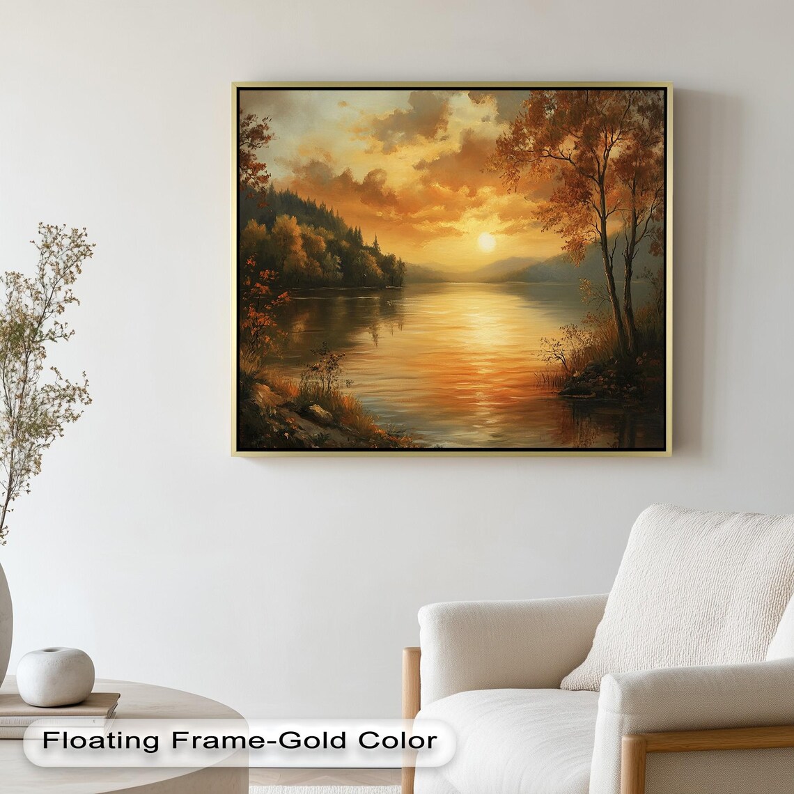 Golden Lake Sunset, Serene Nature Scene - Image 2