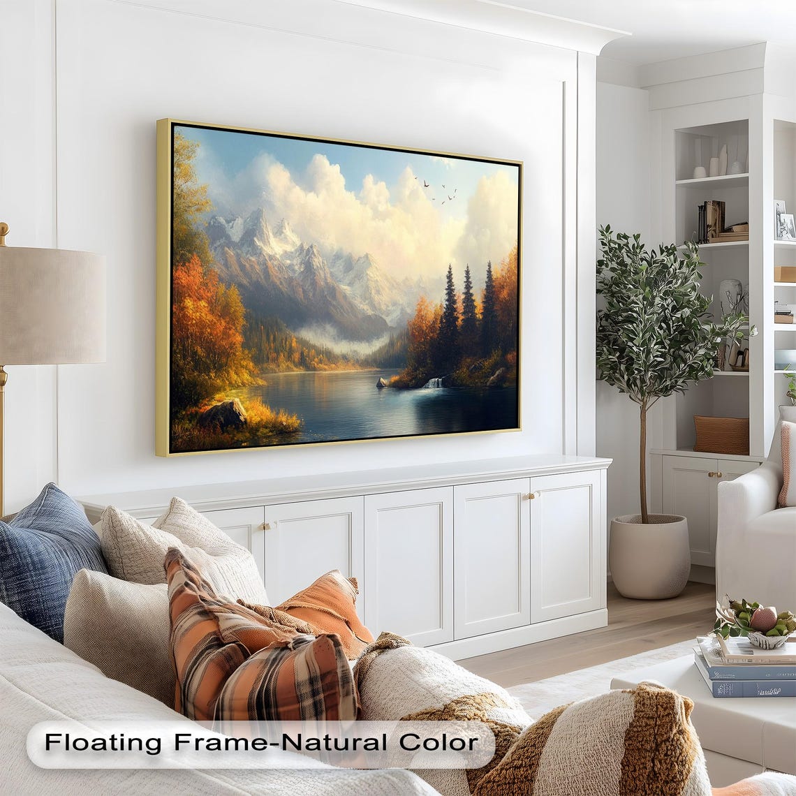 Mountain Lake, Serene Autumn Landscape Art Print - Image 2