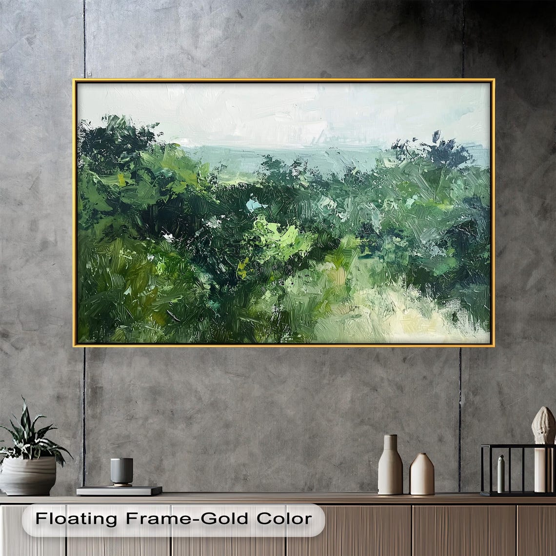 Green Forest Landscape, Tranquil Nature Artwork - Image 2