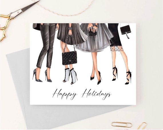 Fashion Illustration Christmas Greeting Card Poster