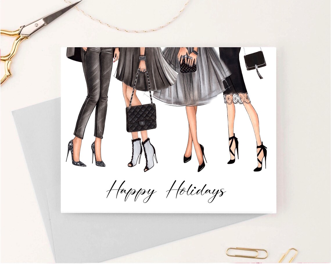 Fashion Illustration Christmas Greeting Card Poster