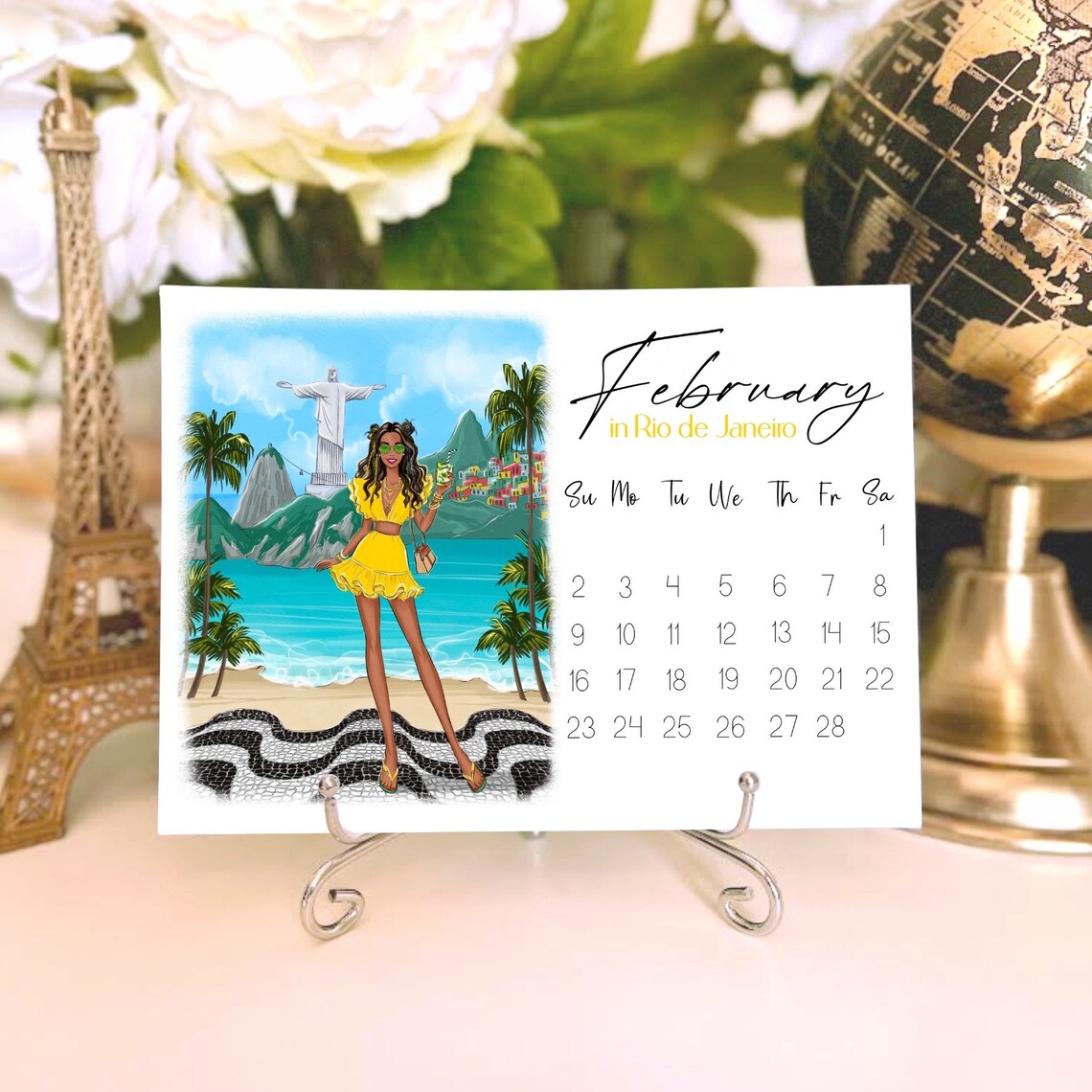 Travel Calendar 2025 Fashion Sketches Desk Calendar - Image 3