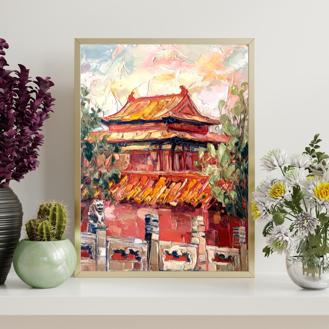 Forbidden City Beijing Imperial Palace Gate Oil Painting Poster - Image 4