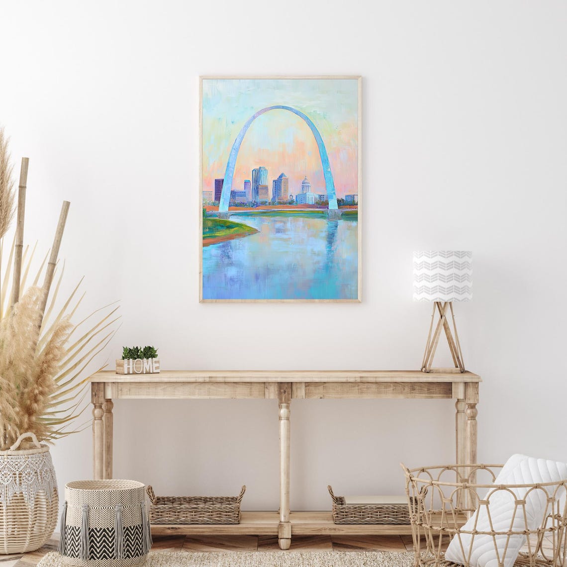 St Louis Gateway Arch Skyline Riverfront Impressionist Oil Wall Art - Image 3