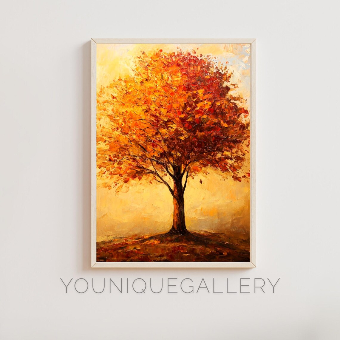 Autumn Maple Tree, Palette Knife Style Art Print