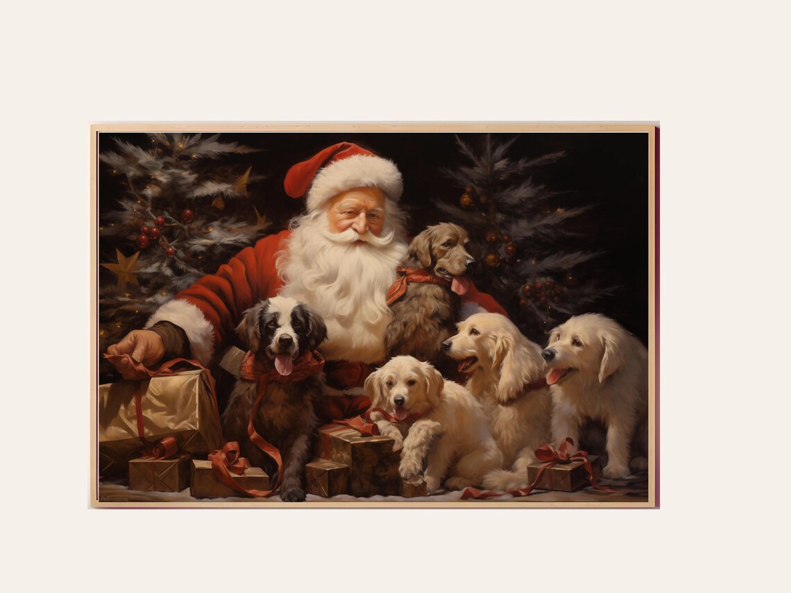 Christmas Dog Art Print, Holiday Pet Portrait - Image 2
