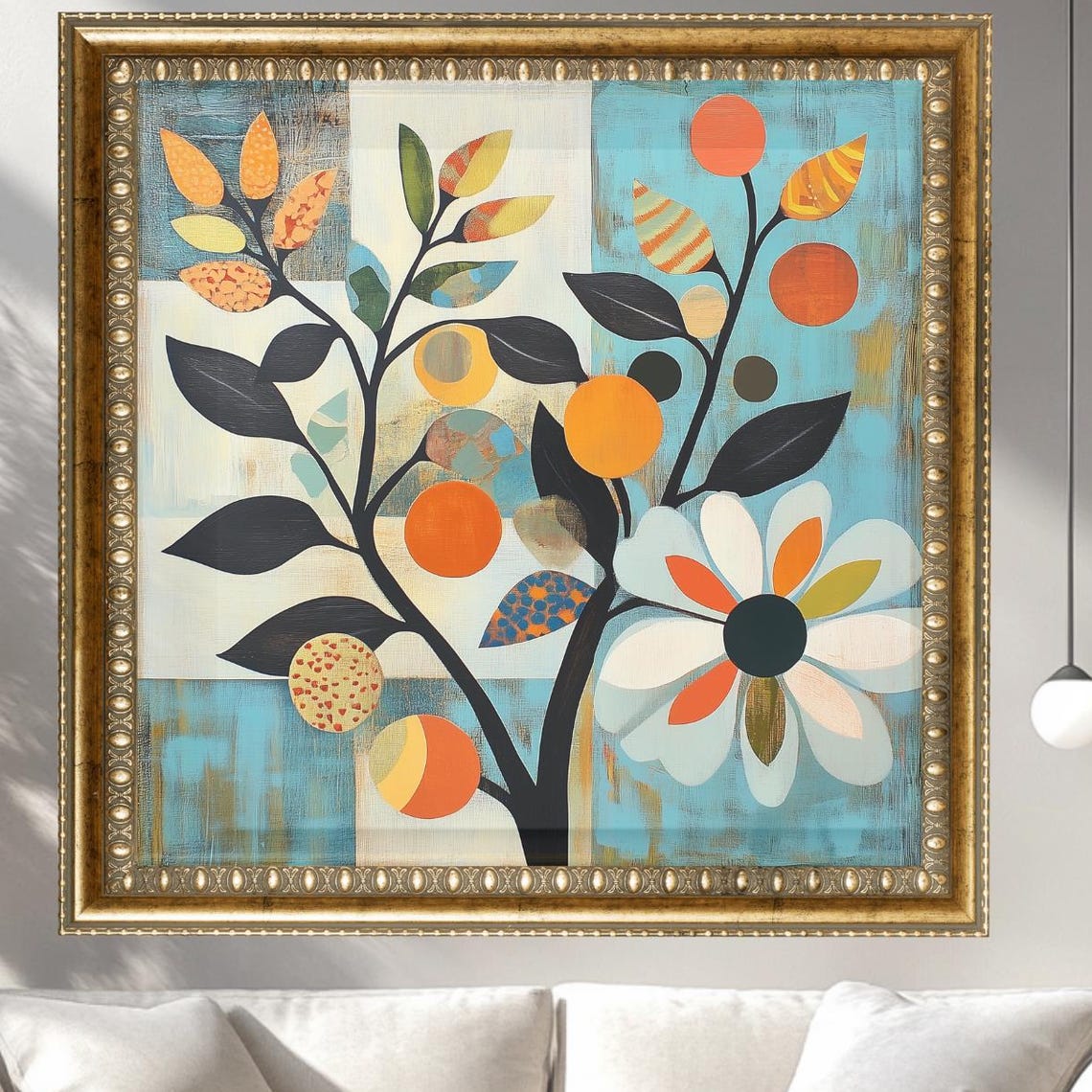 Mid Century Fruit Tree Abstract Botanical Vintage Flower Poster
