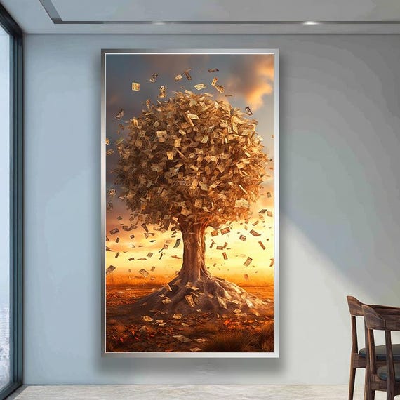 Modern Money Tree Wall Art Print For Office Or Home