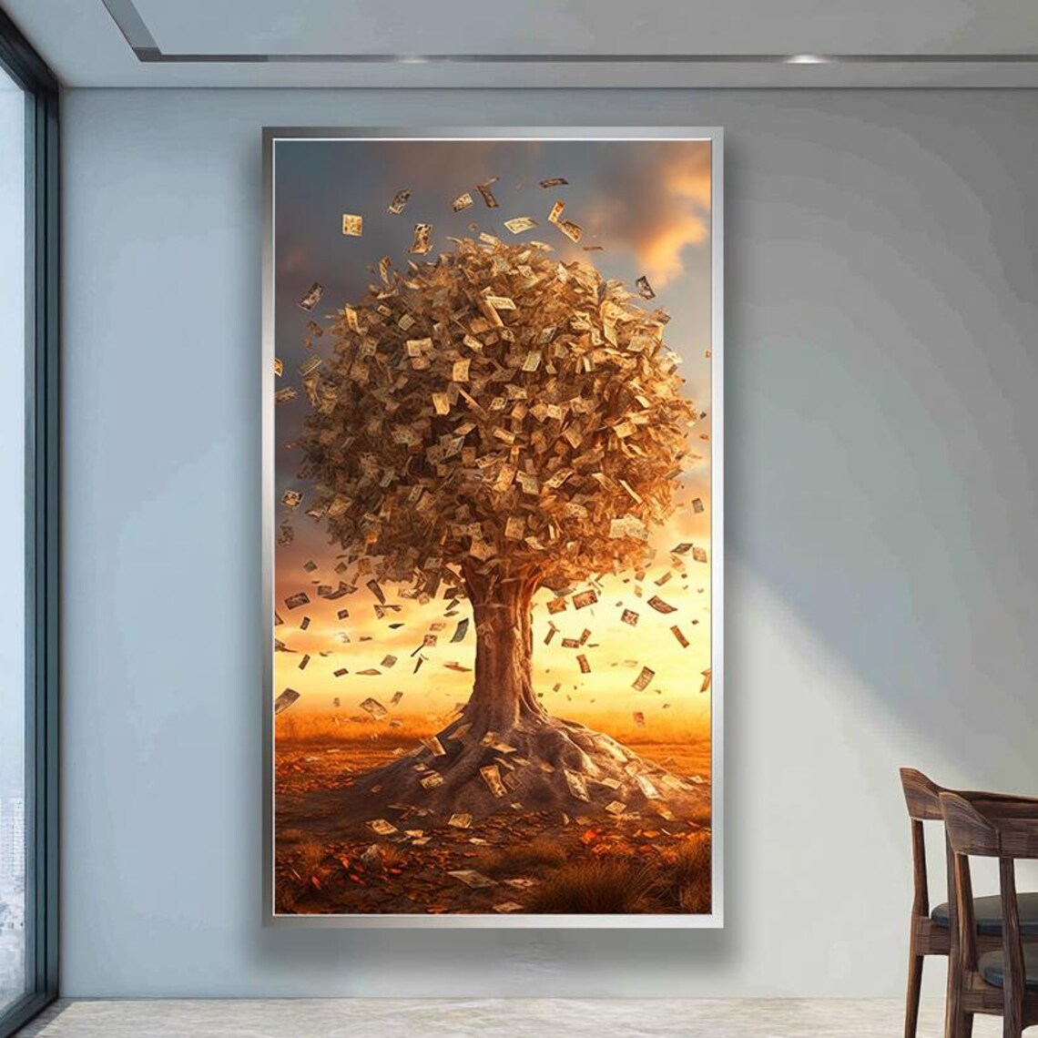 Modern Money Tree Wall Art Print For Office Or Home