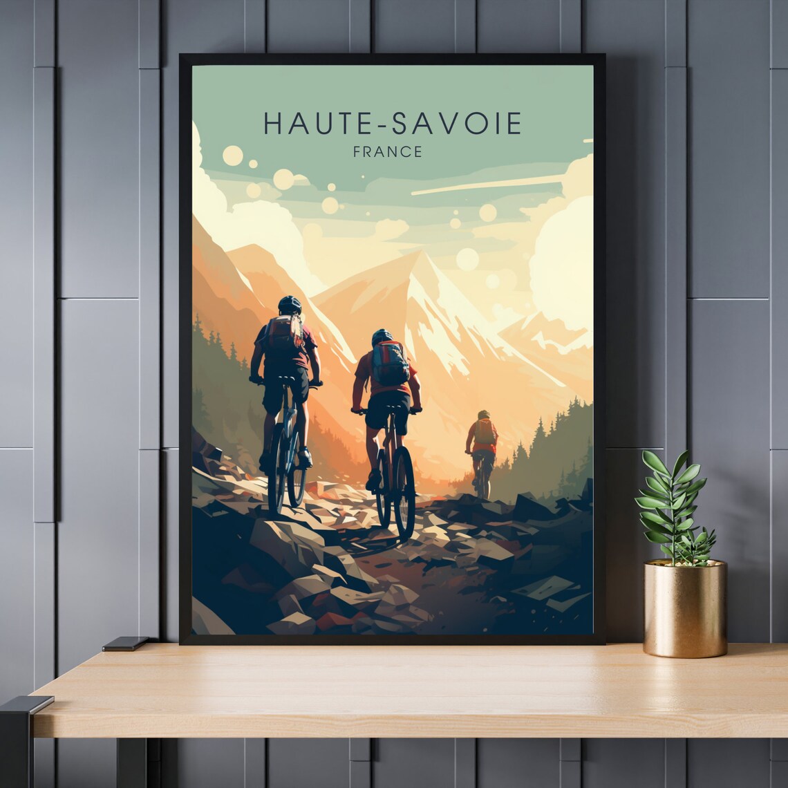 Haute Savoie France Alpine Mountain Bike Trail Adventure Poster