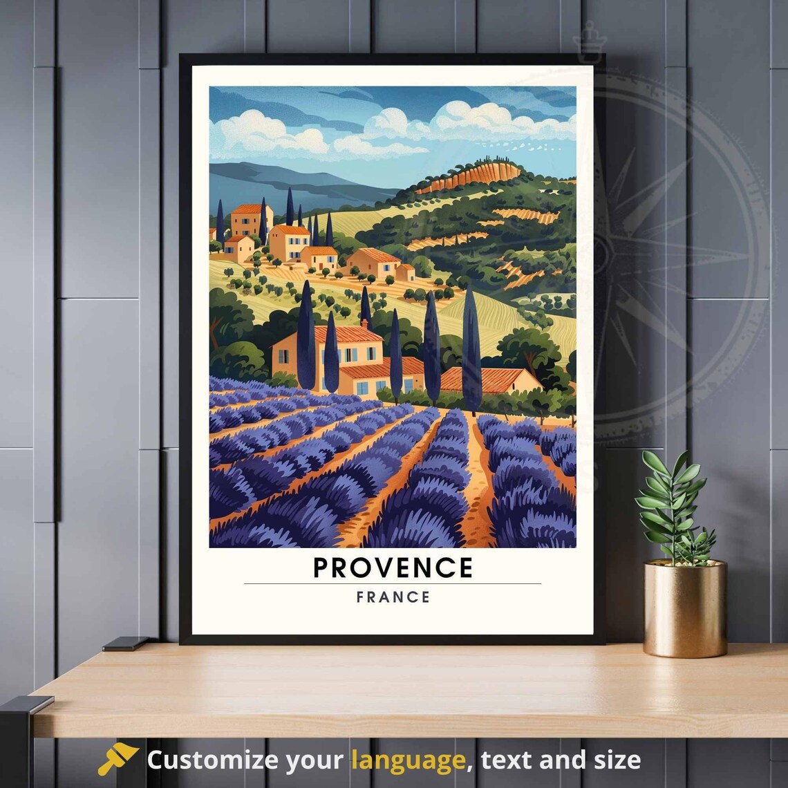 Provence France Lavender Fields Village Vintage Travel Poster