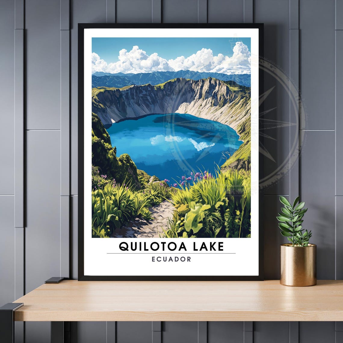 Quilotoa Lake Poster Ecuador Travel