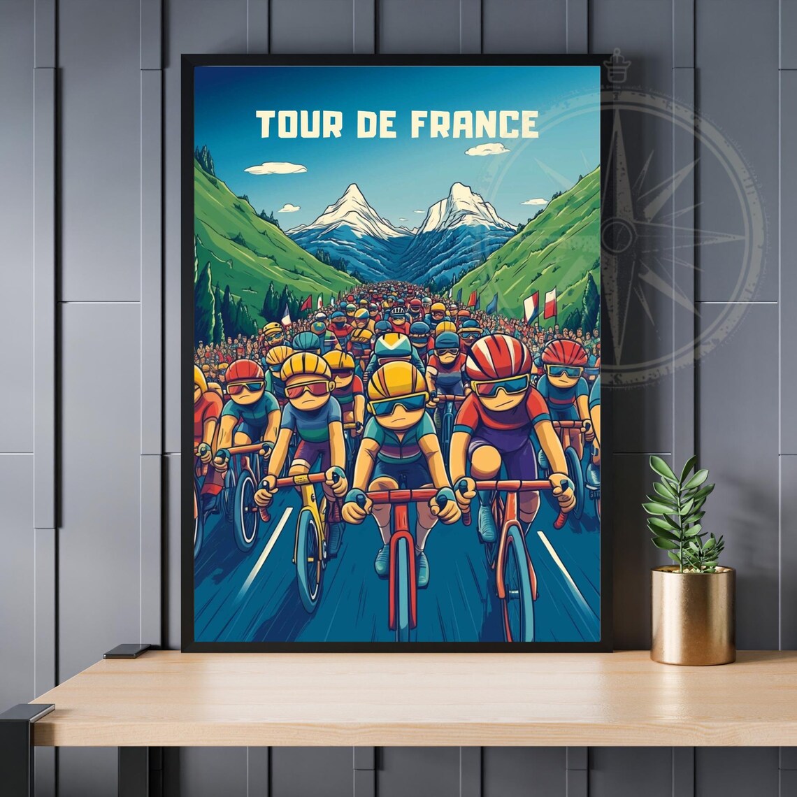 Tour de France Cartoon Peloton Mountain Racing Sports Poster - Image 4