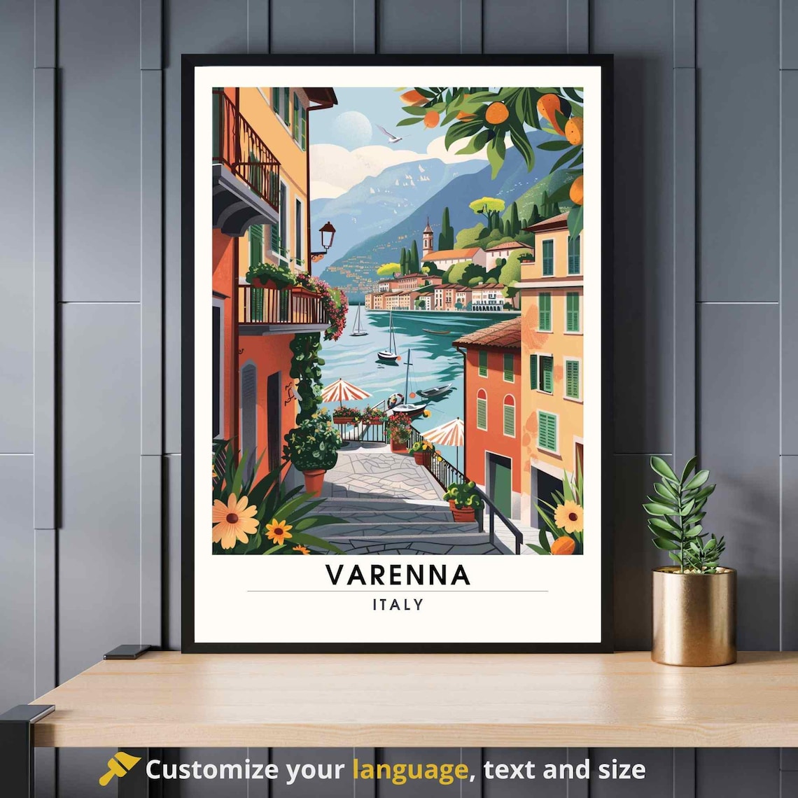 Varenna Italy Lake Como Lakeside Town Summer Travel Art Print