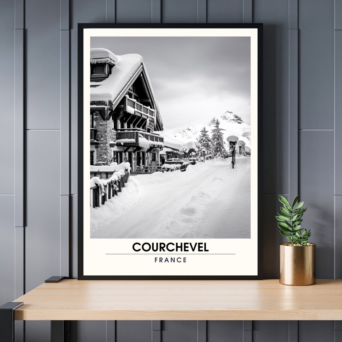 Courchevel France Winter Alpine Village Snow Photo Travel Poster
