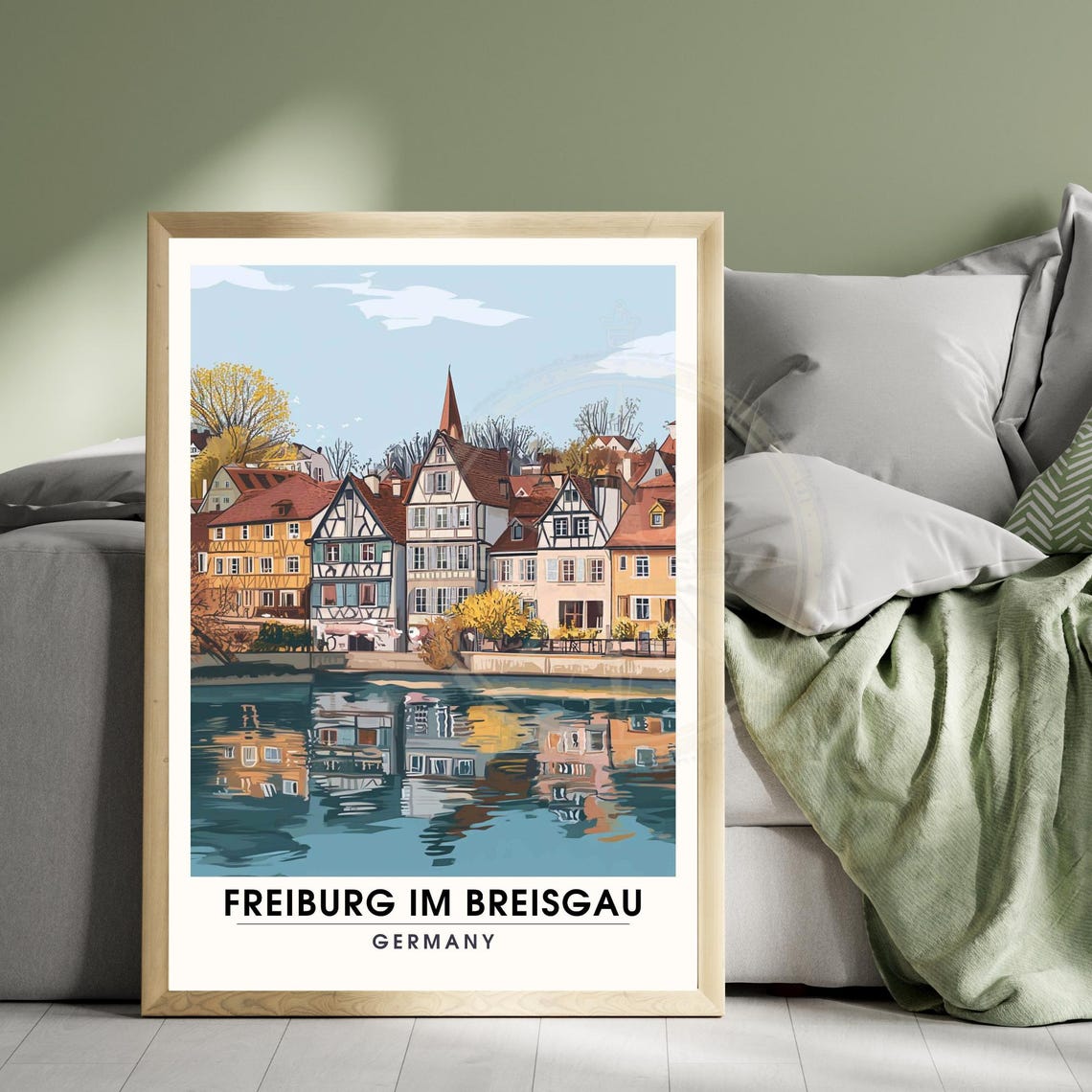 Freiburg Im Breisgau Riverside Timbered Houses Reflection Poster