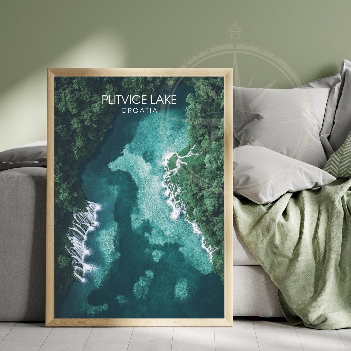 Plitvice Lake Croatia Aerial Turquoise Waterfalls Travel Poster