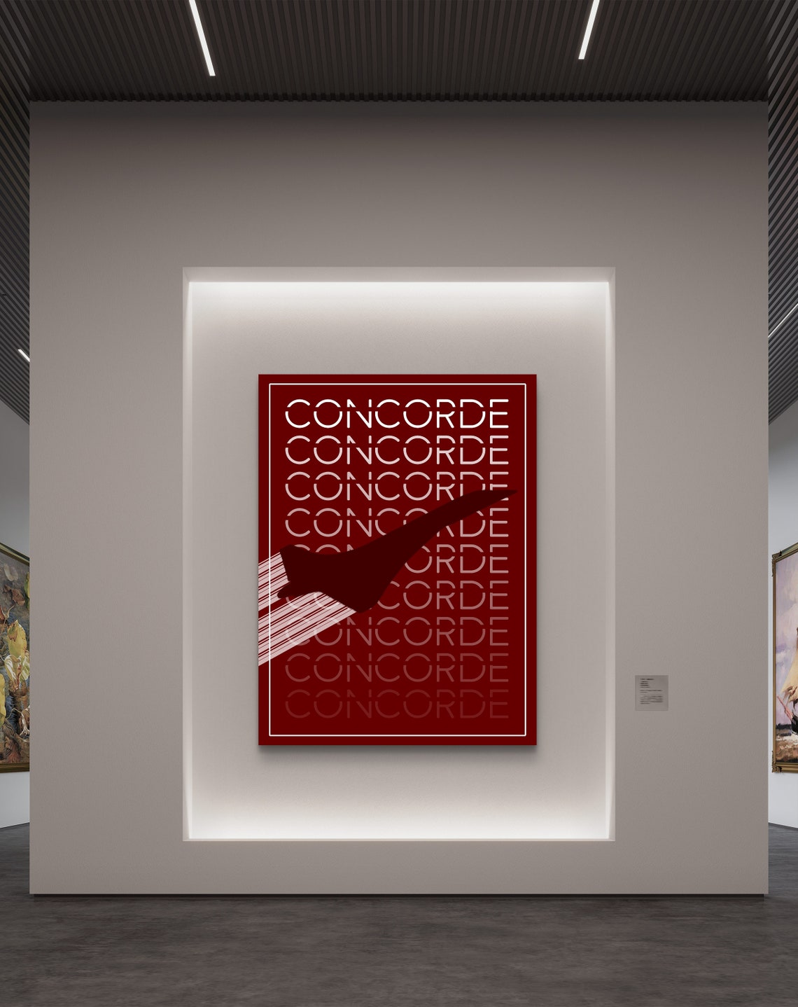 Concorde Supersonic Jet Deep Red Retro Aviation Silhouette Poster - Image 2
