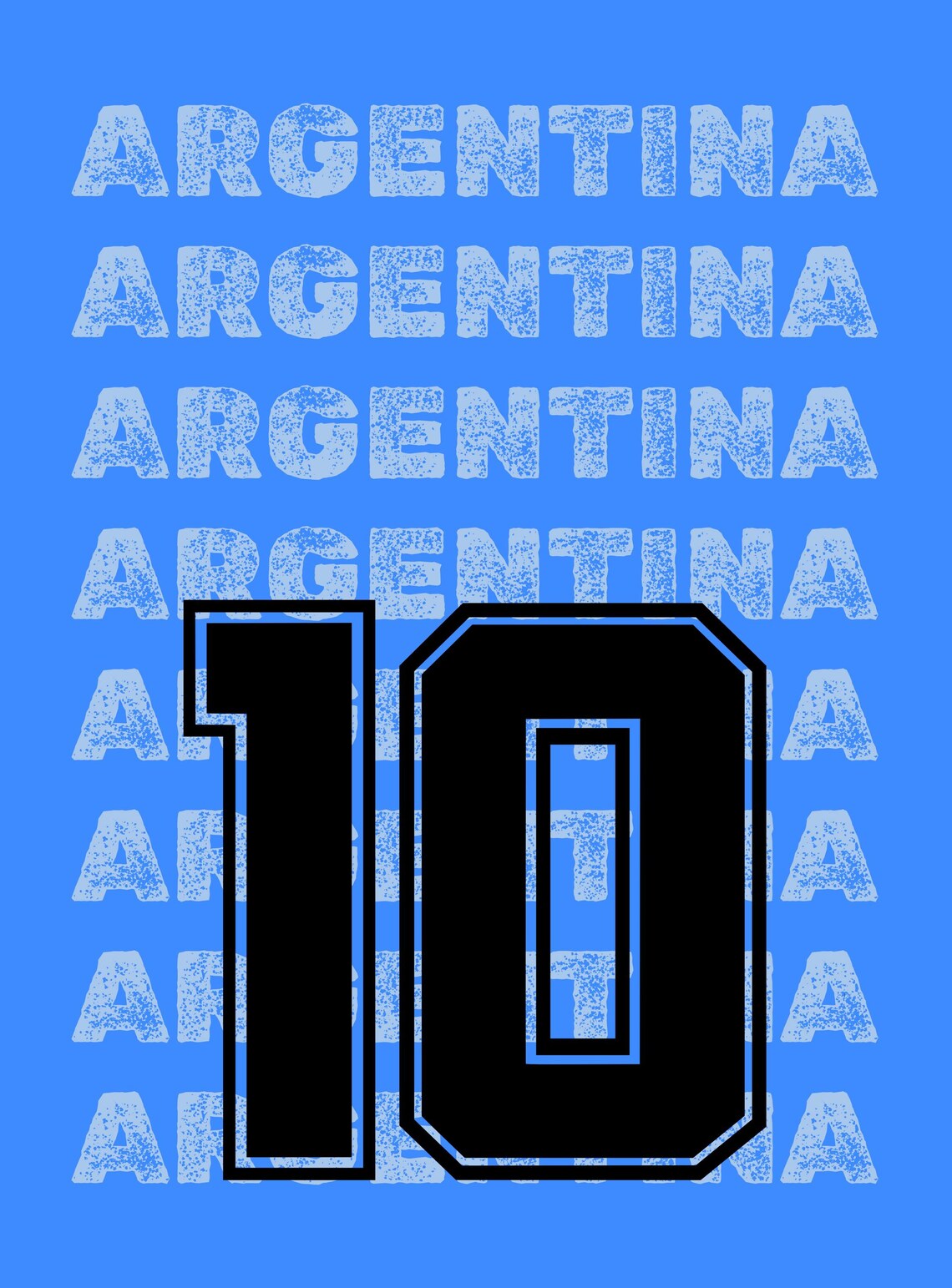 Argentina Football No 10 Jersey Number Bold Blue Sports Poster - Image 2