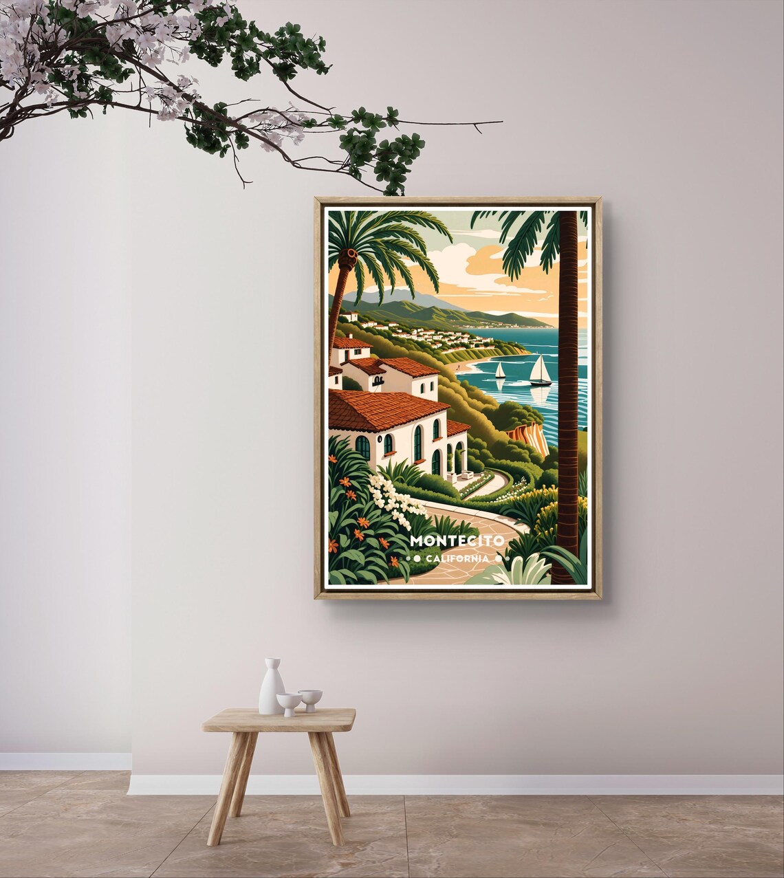 Montecito Poster California Coast Art Montecito View Print Retro Ocean Scene Luxury Coastal Decor Montecito Wall Art - Image 4