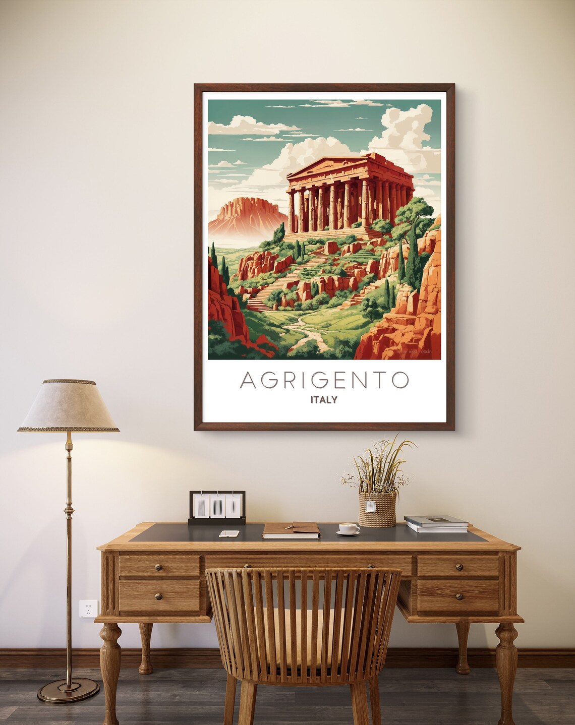 Agrigento Italy Greek Temple Valley Ruins Landscape View Travel Poster - Image 3