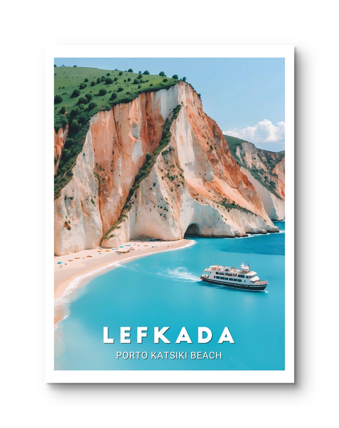 Lefkada Porto Katsiki White Cliffs Turquoise Bay Greece Poster