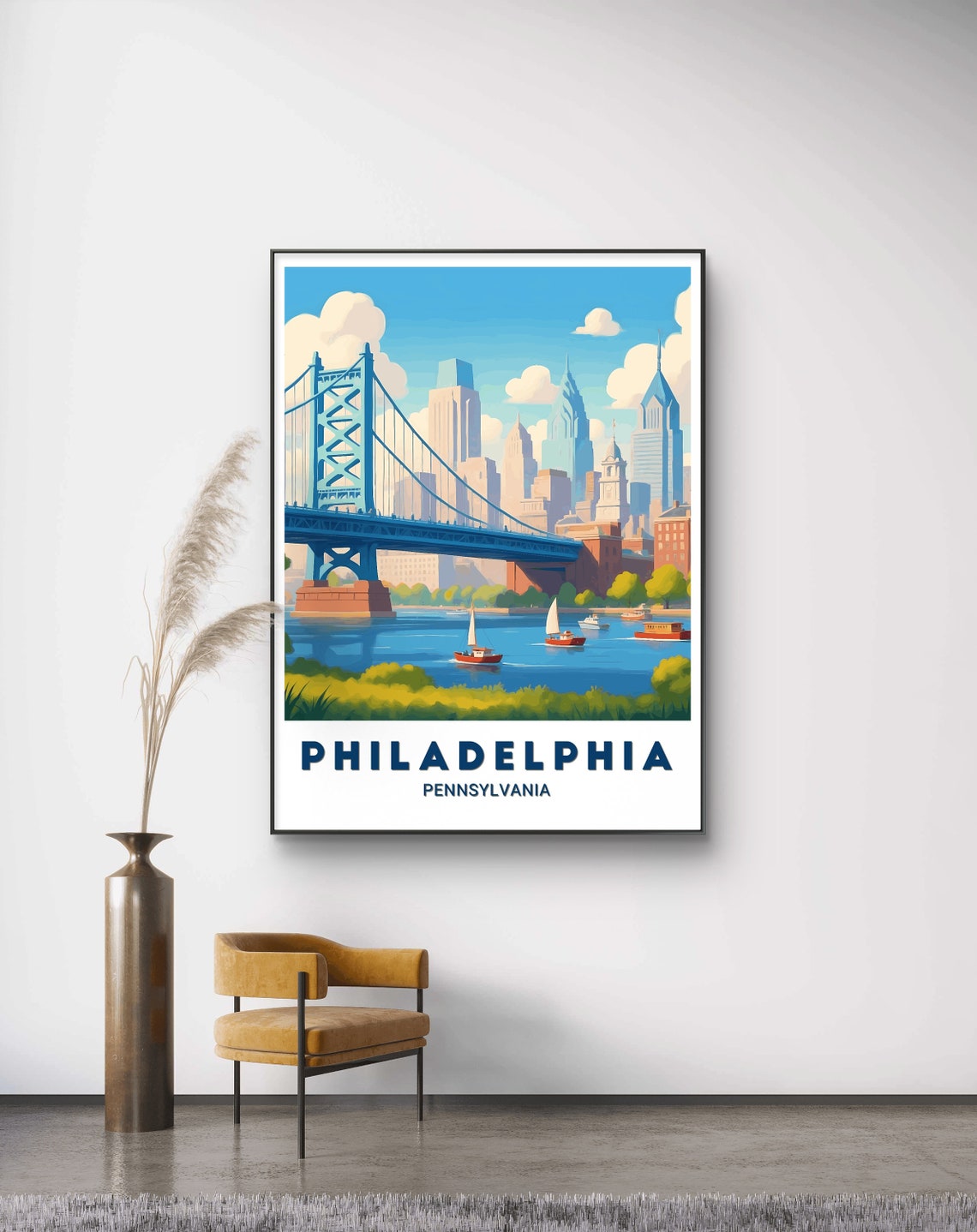 Philadelphia Pennsylvania Benjamin Franklin Bridge River Poster - Image 4