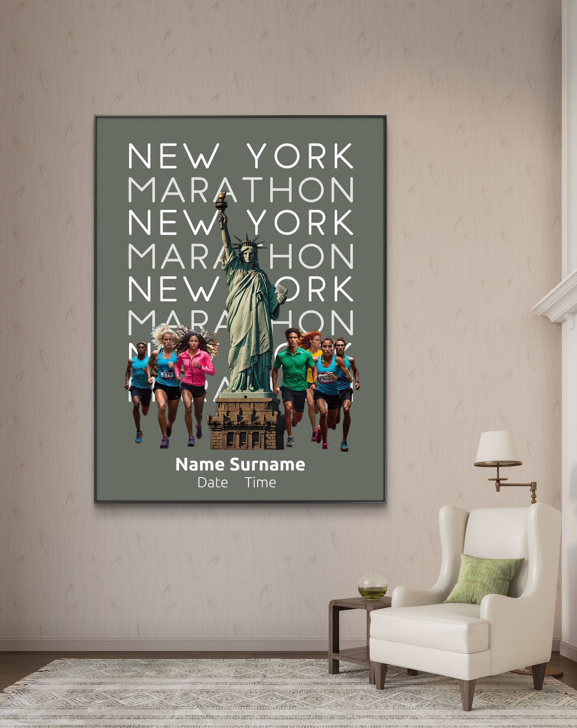 Personalized New York Marathon Finisher Custom Name Date Poster
