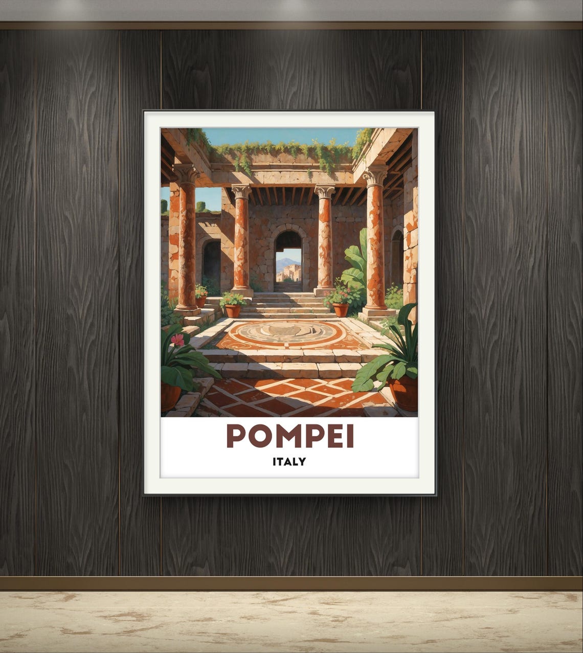 Pompei Italy Ancient Roman Villa Courtyard Column Ruins Poster - Image 2