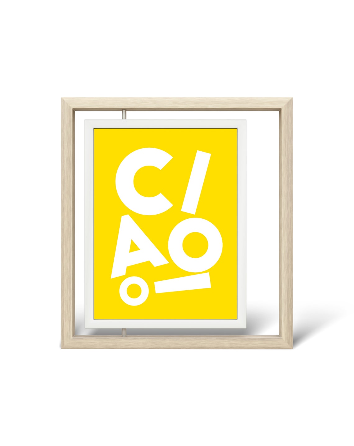 Ciao Bright Yellow White Offset Letters Cheerful Home Poster - Image 2