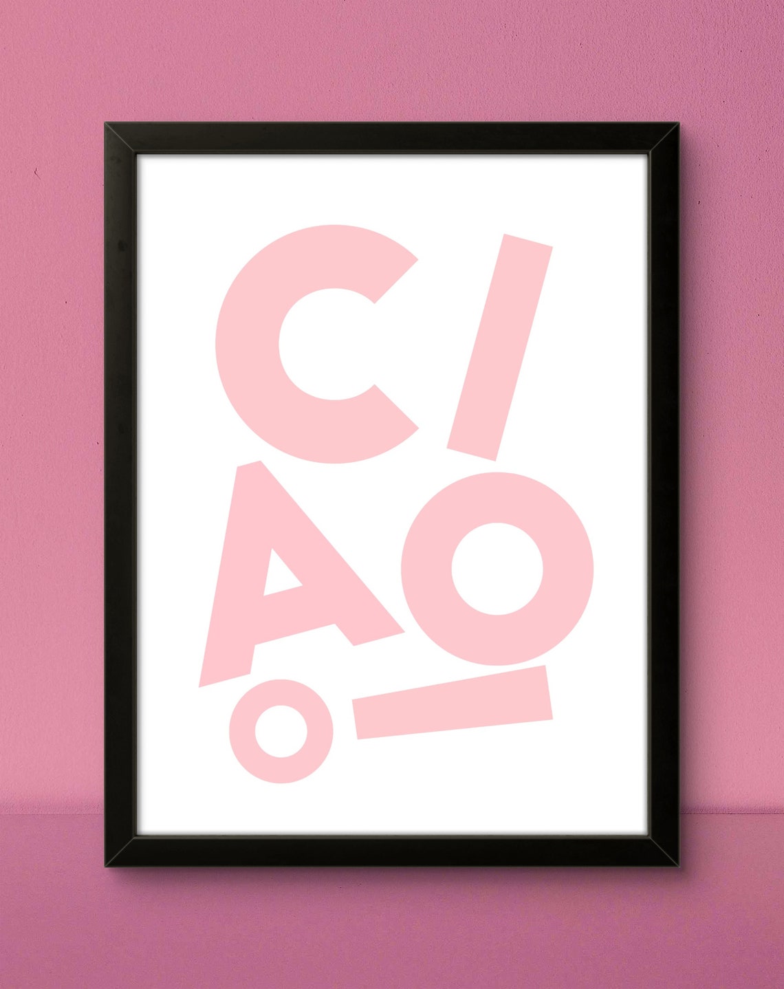 Ciao Pink Poster Modern Rose And White Fun Art For Girls Bedroom Nursery Welcome Baptism Gift