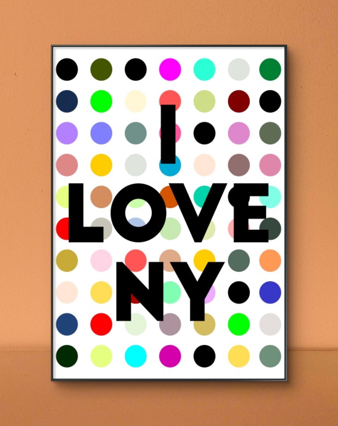 I Love New York Colorful Dot Grid Modern Pop Art Travel Poster