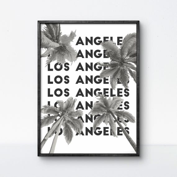 Los Angeles Poster Black And White Palm Tree Print Monochrome La Wall Art Modern City Poster Art Print