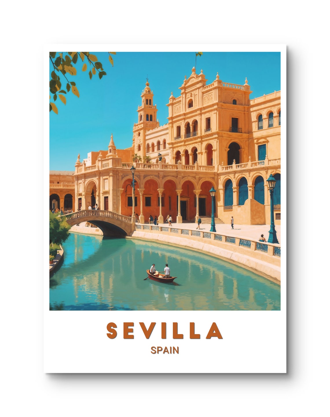 Sevilla Spain Plaza De Espana Canal Rowboat Historic Landmark Poster - Image 2