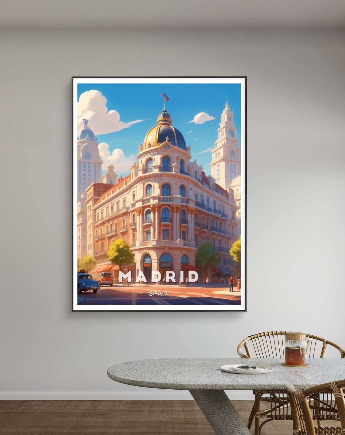 Madrid Spain Sunny Street Classic Buildings Daytime Art Poster - Image 2