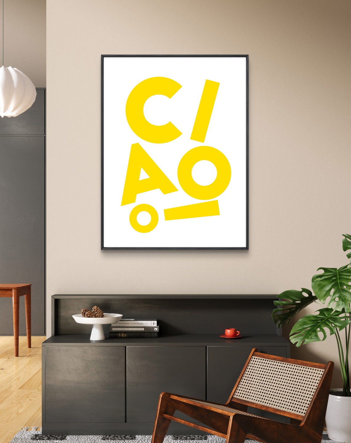 Ciao Cheerful Yellow Lettering On White Typographic Greeting Poster - Image 3
