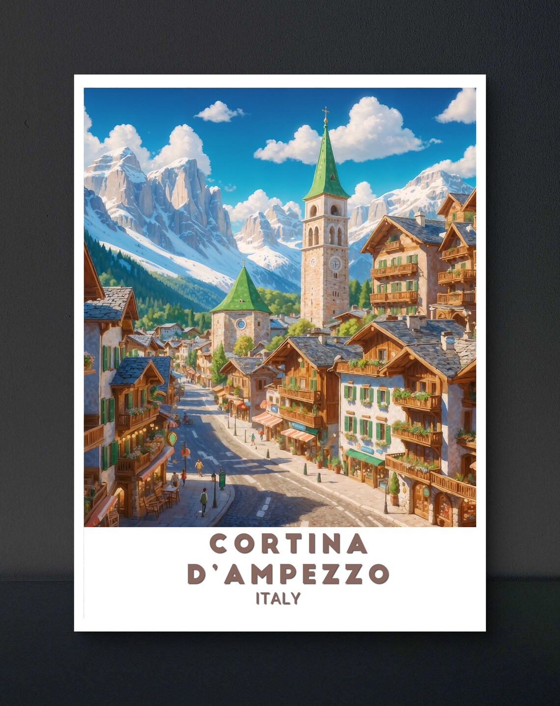 Cortina D'Ampezzo Italy Alpine Village Dolomites Ski Resort Poster - Image 2