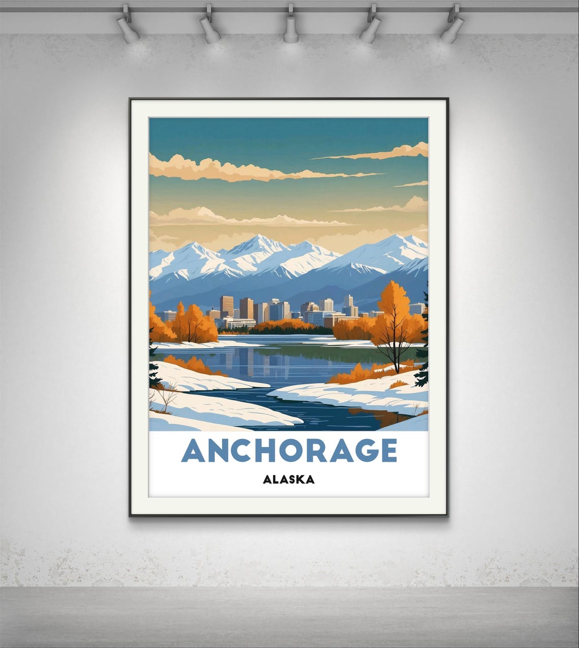 Anchorage Alaska Skyline With Snowy Mountain Backdrop Travel Poster - Image 2