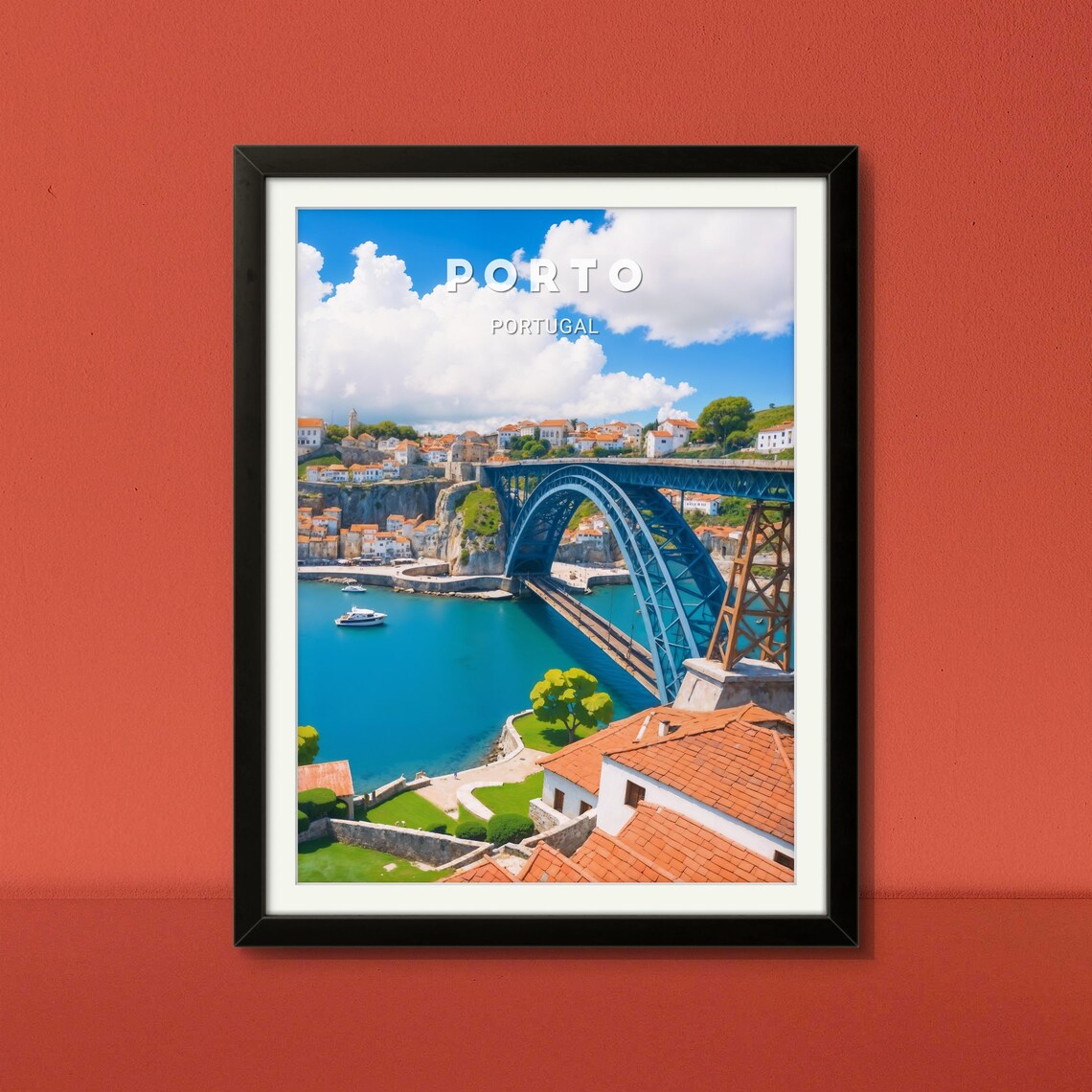 Porto Portugal Dom Luis Bridge Douro River Rooftops City Poster - Image 2