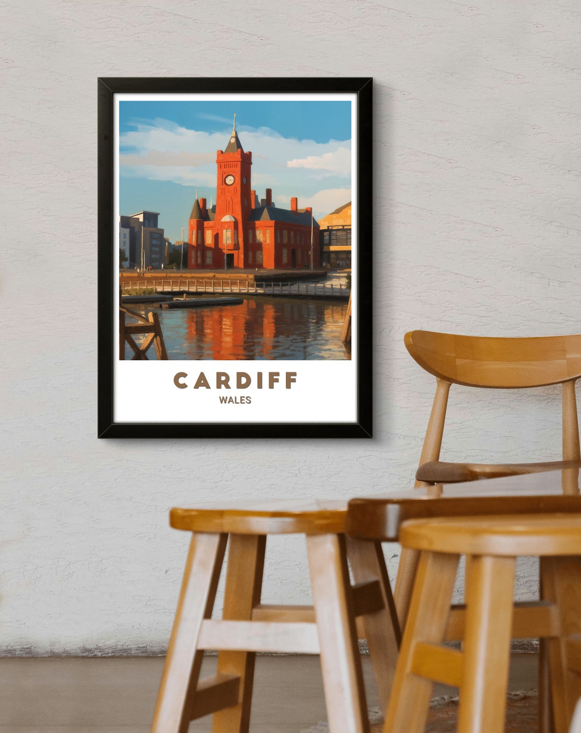 Cardiff Wales Pierhead Building Waterfront Reflection Poster - Image 2