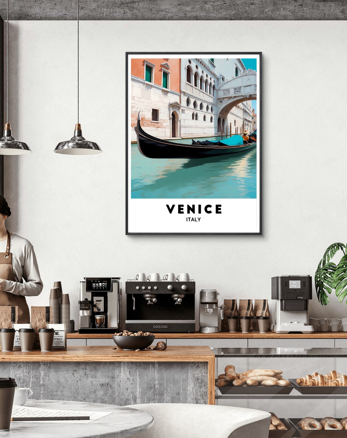 Venice Italy Gondola on Canal Under Bridge of Sighs Travel Poster - Image 2